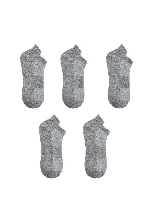 5 أزواج من الجوارب الرياضية القصيرة الرمادية: المقاس الأمريكي 6.5-8 (مقاس واحد يناسب الجميع). - Image 4